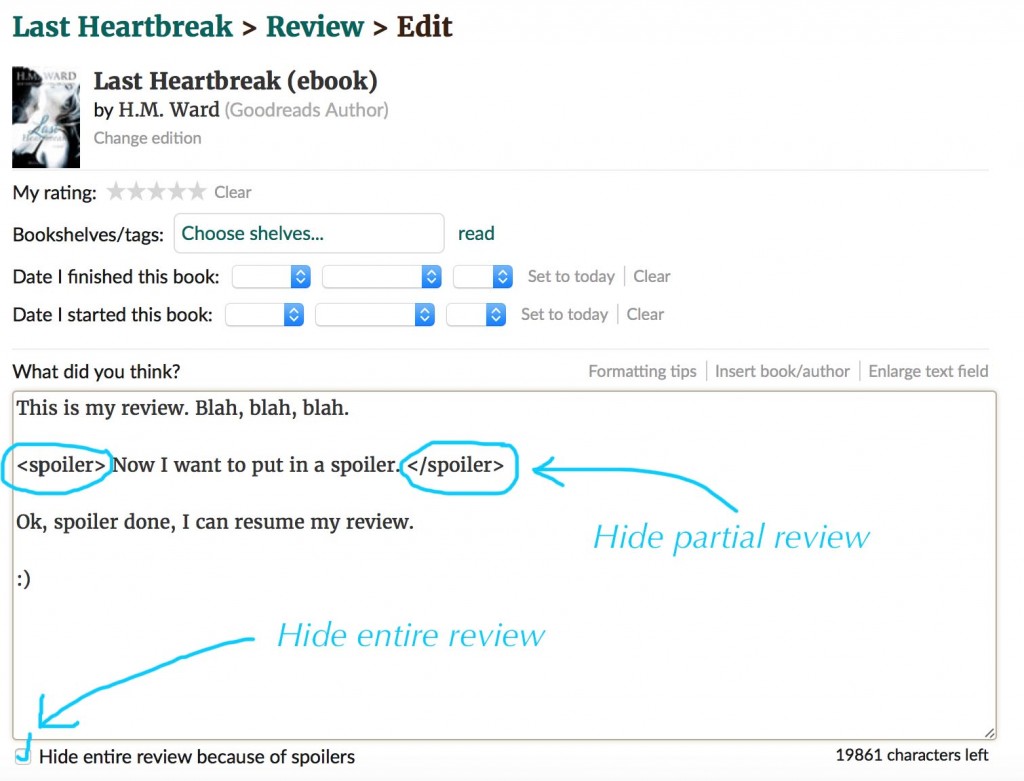 How to hide a spoiler on Goodreads